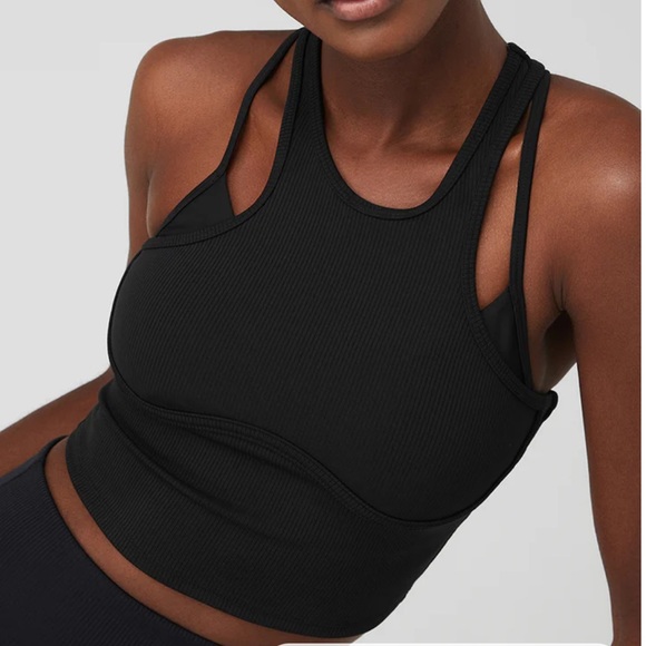 ALO Yoga | Tops | Alo Yoga Ribbed Airlift Enchanted Bra Tank Black ...